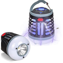 Portable Bug Zapper, Electric Rechargeable Mosquito Killer Camping Lamp, 2 in 1 Indoor/Outdoor Multifunctional Fly Killer Lights, IPX4 Waterproof Tent