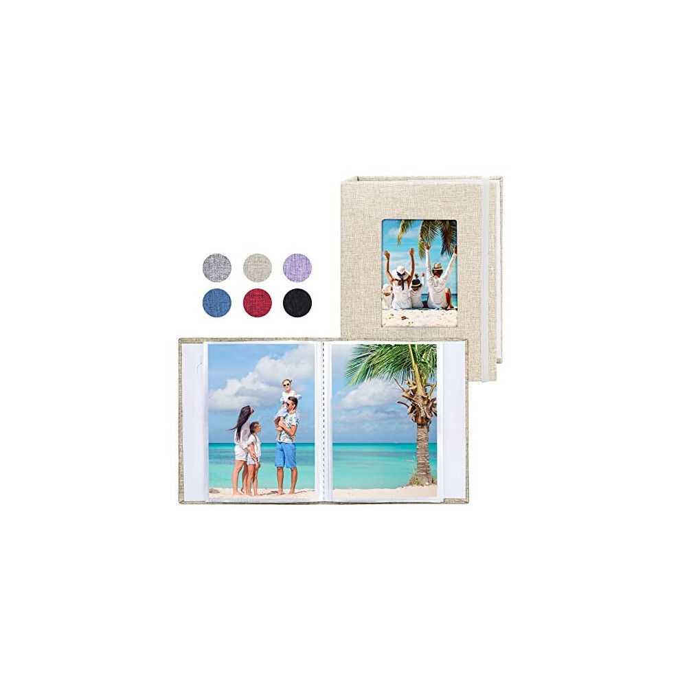 Small Photo Albums 6x4 Photos, 2 Pack Linen Cover Mini Photo Book, 26-Page Holds 52 Pictures, Artwork or Postcards Storage