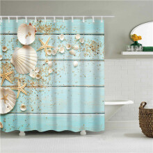 (01, 180*200cm/70.8*78.7in) Blue Sea Life Seashell Shower Curtains Bathroom