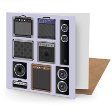 Music Speakers Greetings Card (150x150 blank)