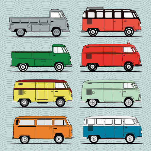 Camper Van Greetings Card (150x150 blank) 1