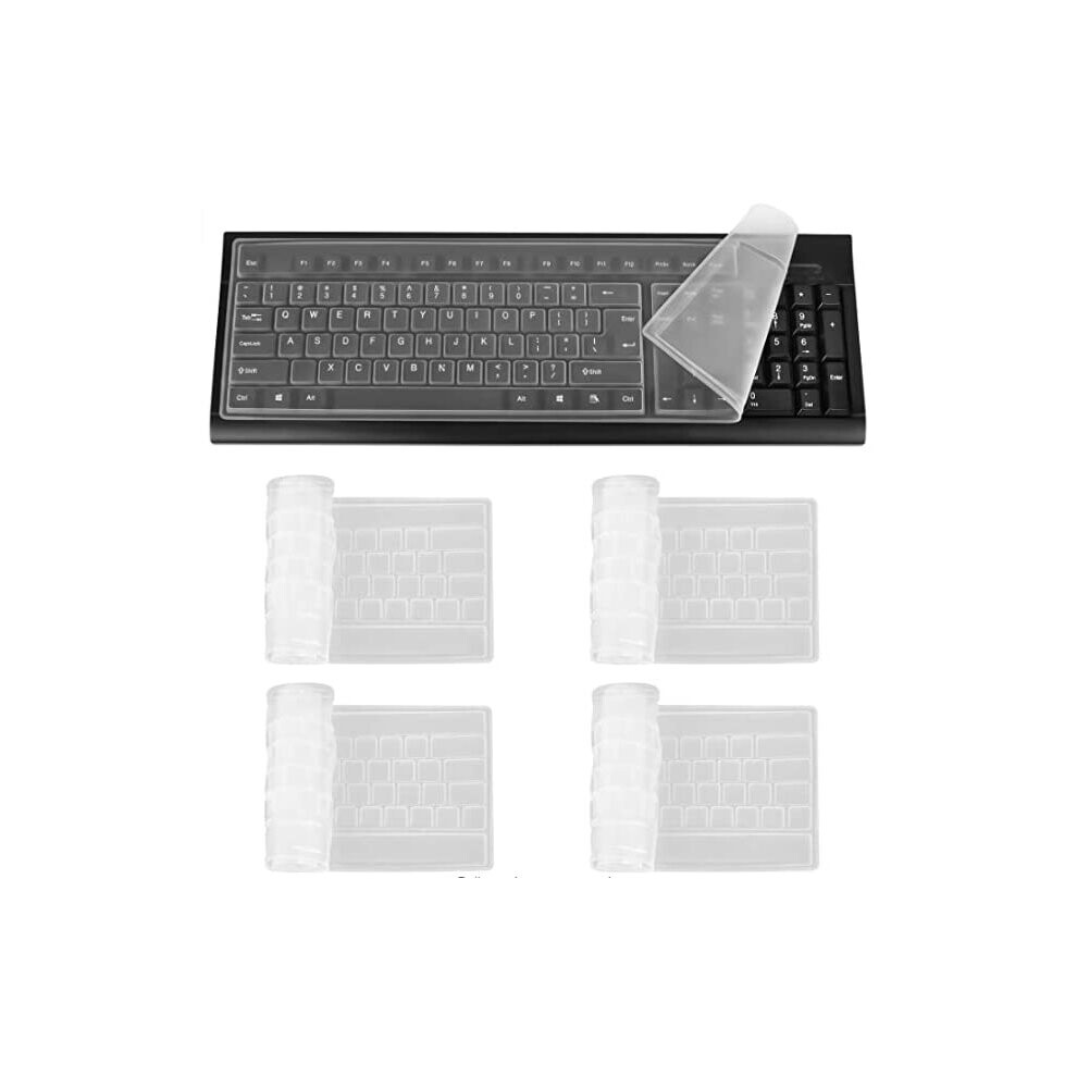 4 Pcs Desktop Computer Keyboard Skin Protector Film Cover, Clear Silicone Keyboard Cover, Universal Keyboard Cover Protector For Standard Size 108 5011145545153