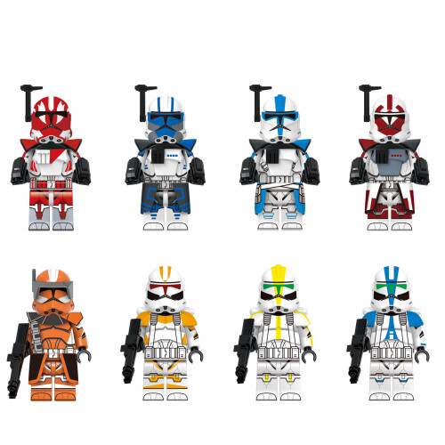 (Style I) 8pcs Star Wars Clone Trooper Cody Rex Commander fit Lego Minifigures