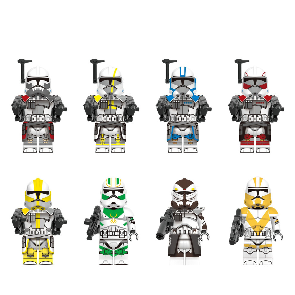 Xurikcoo (Style L) 8Pcs Star Wars Clone Trooper Cody Rex Commander Fit Lego Minifigures