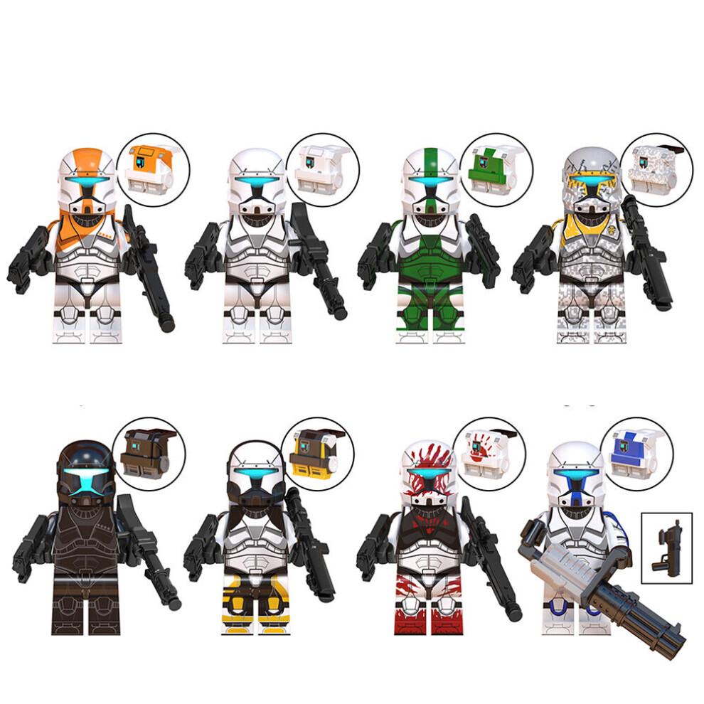 (Style N) 8pcs Star Wars Clone Trooper Cody Rex Commander fit Lego Minifigures