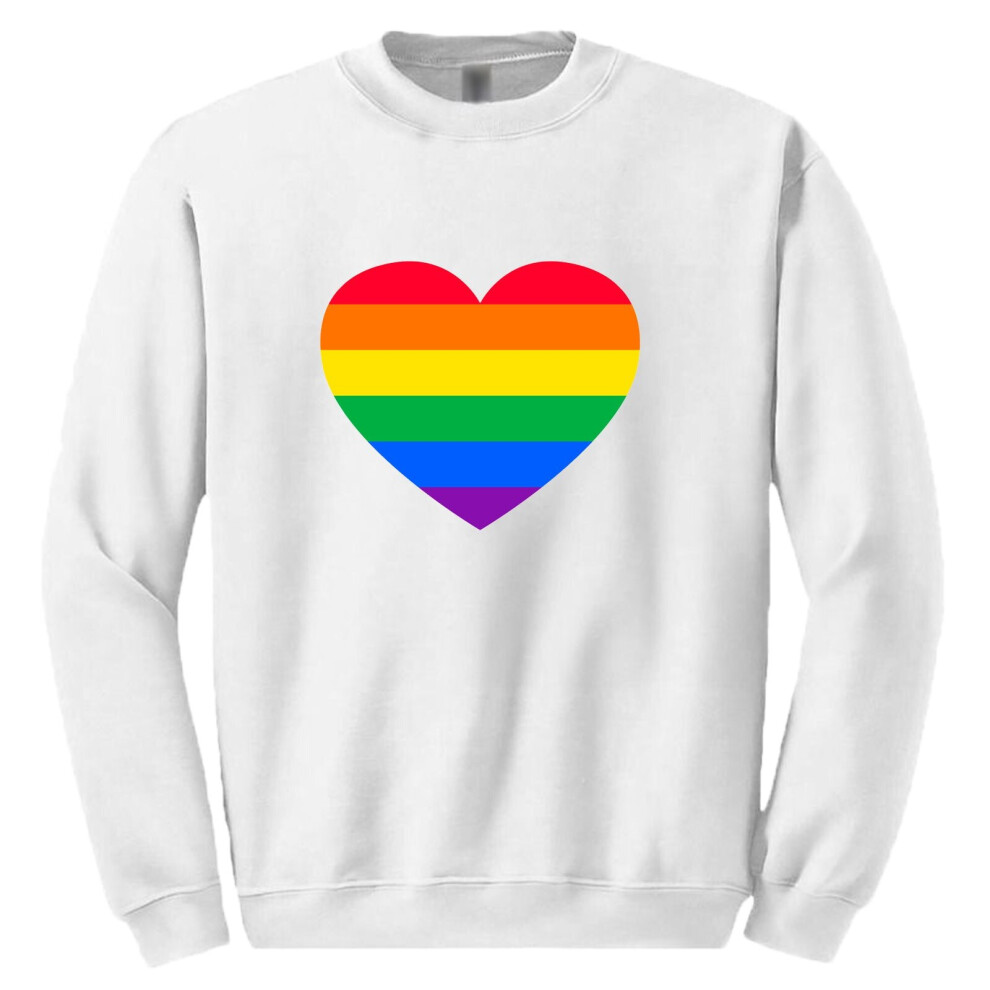 (2XL) LGBTQ Colourful Rainbow Gay Pride Love Heart Mens Sweater Jumper Sweatshirt