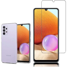 Case and Tempered Glass Screen Samsung Galaxy A32 A32 4G 6.4" Silicone Gel UltraSlim and Perfect Fit Transparent+1 FilmTX