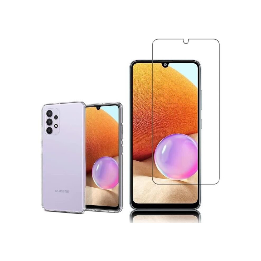 Case And Tempered Glass Screen Samsung Galaxy A32 A32 4G 6.4" Silicone Gel Ultraslim And Perfect Fit Transparent+1 Filmtx 7031193636939
