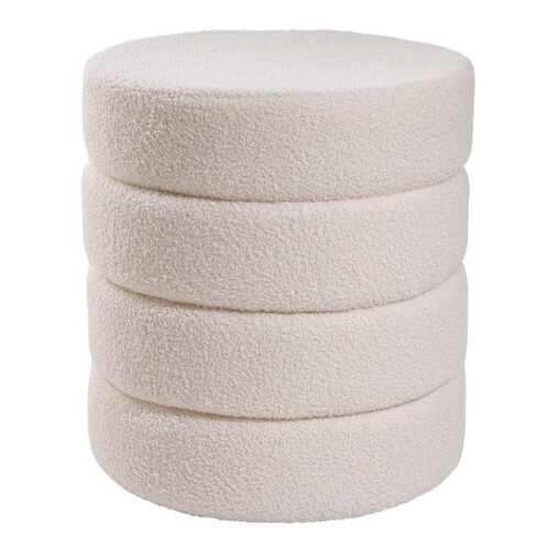 Living And Home (White) Round Channel Upholstered Footstool 2