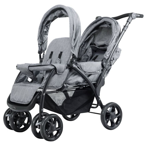 Casart Double Seat Baby Stroller w/ 2 Seats Adjustable Backrest& Safety Belts