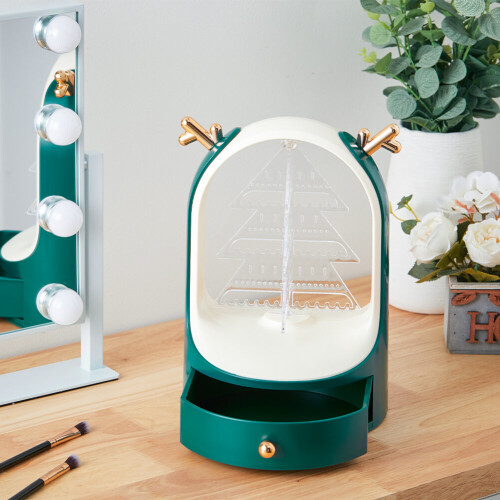 Living And Home Christmas Tree Desktop Jewelry Display Holder with Drawer