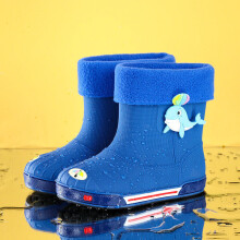 (Blue, UK 10/10.5 kids) Kids Rain Snow Anti-slip Wellies Wellington Boots