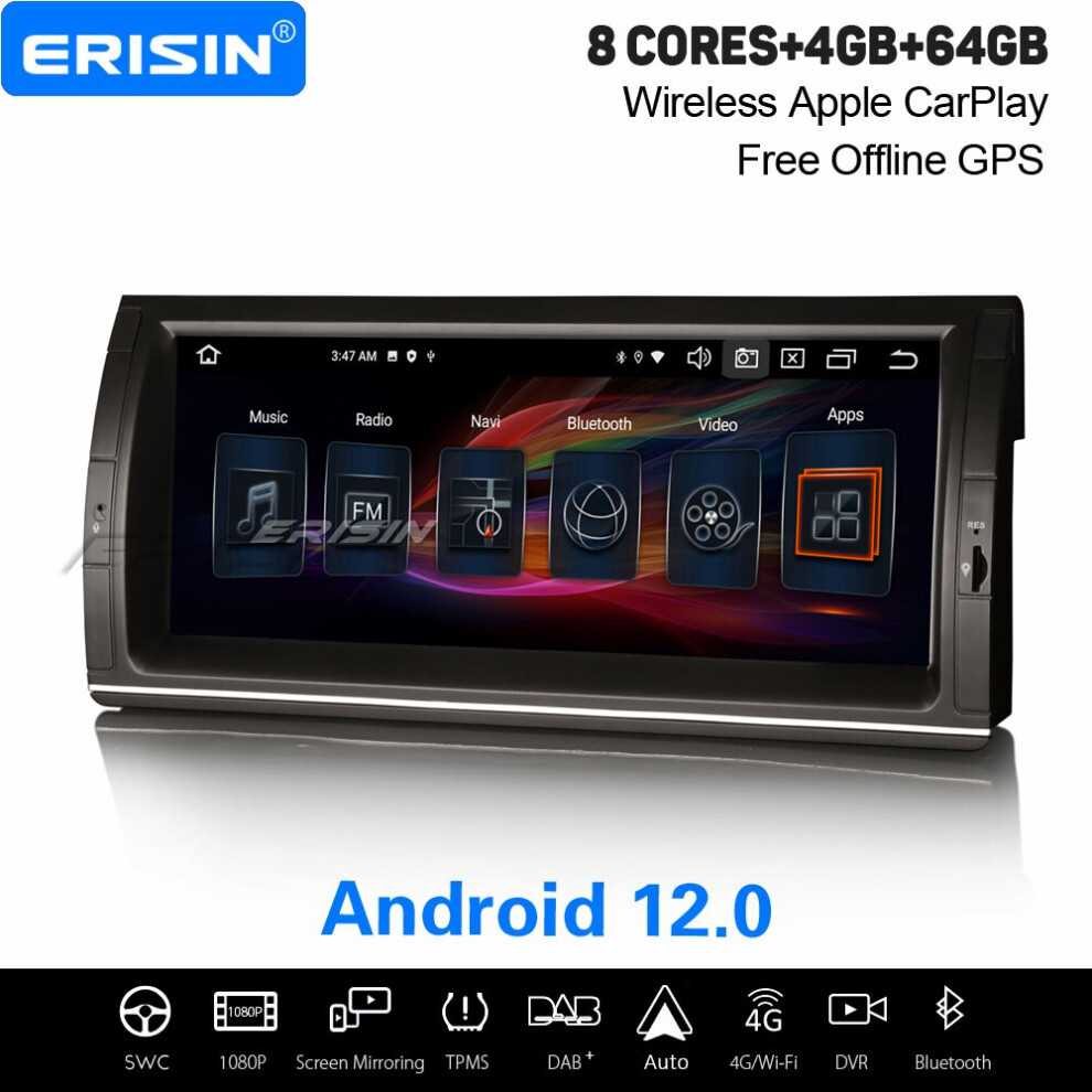 10.25" Ips Octa-Core Android 12 Car Stereo For Bmw X5 E53 Dab+ Satnav Carplay Android Auto Dvb-T Dsp Wifi 4Gb+64Gb 737655236552