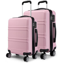 (Pink) 2 PCS Luggage Set 24''+28'' Lightweight ABS Hard Shell Trolley Travel Case