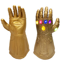 (Thanos Gold) Kids Thanos Iron Man Gloves Infinity Gauntlet with LED Light Avengers 4 Toys