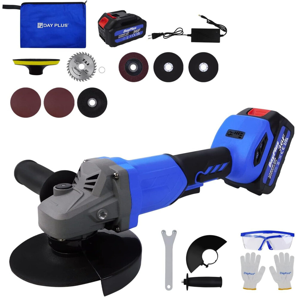 Cordless Angle Grinder 21V Brushless Angle Grinder Tool w/ 6.0Ah Battery & Charger for Makita