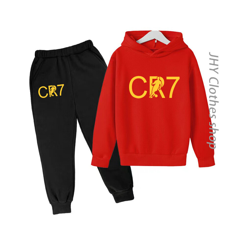 (120cm-(5-6Y), Red) Kids  Clothing CR7 Sports Hoodie Set Fall/Winter Boys Outdoor Training Coat  Girls  Casual Wear