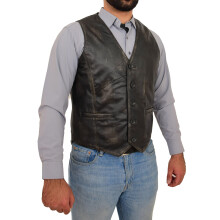 (Rub Off, 2XL) Mens Full Leather Waistcoat Rub Off Gilet Traditional Smart Vest King