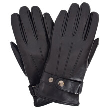 (Black, XL) Mens Soft Lambskin Black Leather Gloves Adjustable Strap Winter Casual Glove MGS01