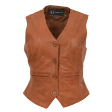 (Tan, 20) Womens Soft Leather Waistcoat Slim Fit Vest Classic Gilet Katy Tan