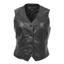 (Black, 14) Womens Soft Leather Waistcoat Slim Fit Vest Classic Gilet Katy Black