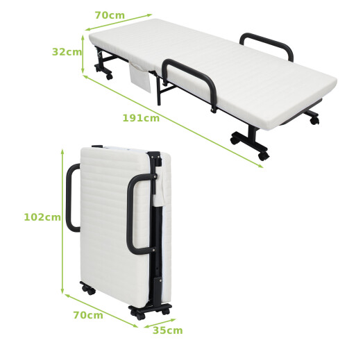 Costway Folding Single Sofa Bed with Mattress Adjustable Portable Sleeper Bed W/ Wheels 1