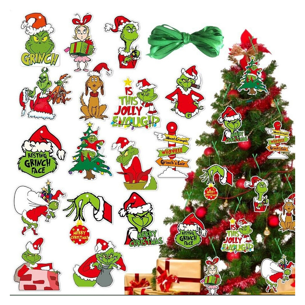 32X Merry Christmas Grinch Ornaments Xmas Tree Hanging Decoration Figure Pendant