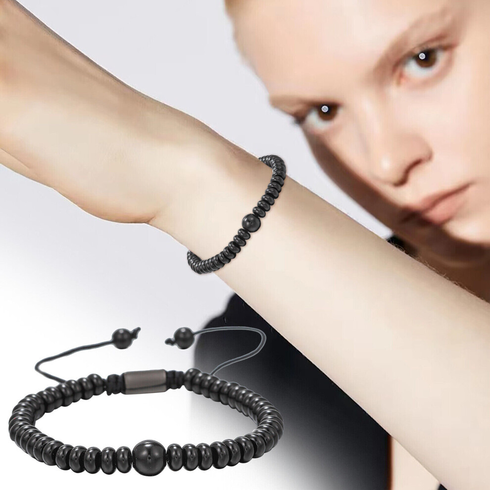 Big Bead True Black Protection Bracelet Natural Gem