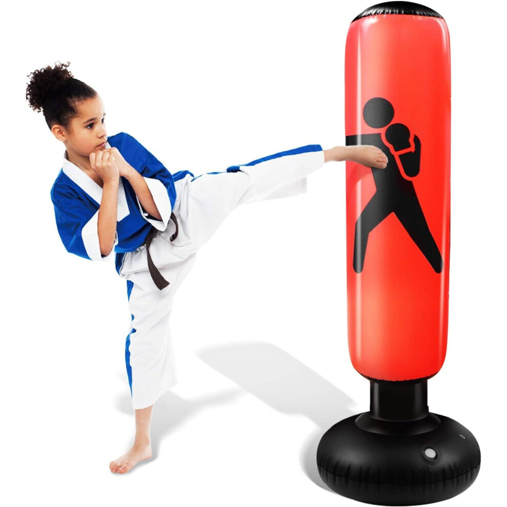 Kids Punching Bag 63 Inch Tall Immediate Bounce Back Boxing Equipment Toys for Fitness & Stress Relief Freestanding Training Tool Practice Karate