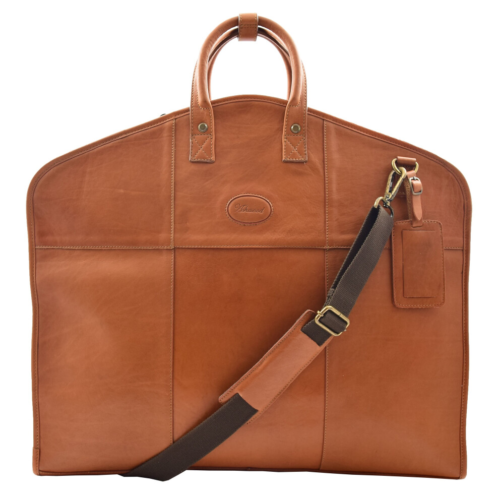 Genuine Leather Suit Carrier Garment Suiter Business Travel Bag Lockheed Tan
