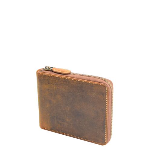 Mens Wallet Genuine Hunter Leather Zip Around Gift Boxed RFID Safe Aramac Tan 2