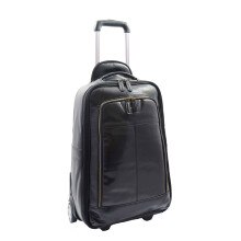 Wheeled Cabin Suitcase Real Black Leather Luggage Travel Bag Carlos
