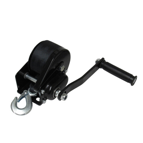 (800LB (362KG)) Manual Hand Winch Webbing Hook 800 - 2600LB Black