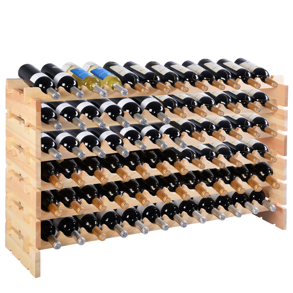 72 Bottles Wine Rack Freestanding Pine Wood Display Shelf Wine Holder