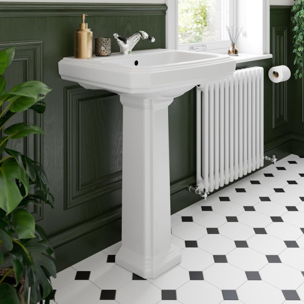 Park Lane Traditional Full Pedestal 1 Tap Hole Bathroom Basin 5056696004520
