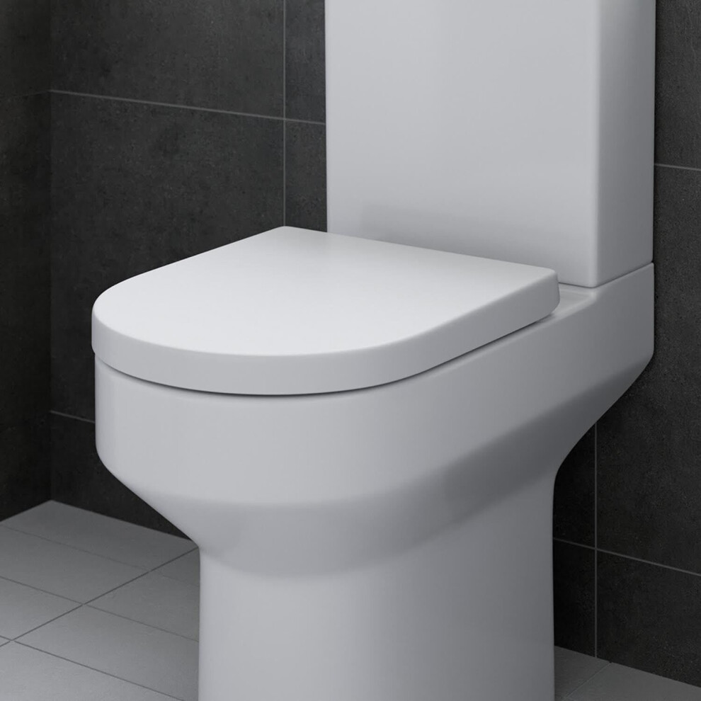 Affine Tivoli Soft Close D Shape Toilet Seat - Top Fix White 5056467299964