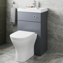 Artis 2 in 1 Back to Wall Toilet and Basin Combination Unit Grey Gloss - 500mm Width