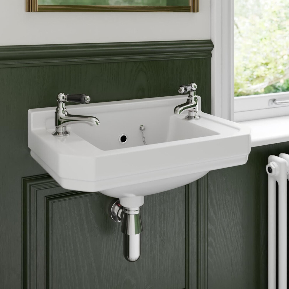 Park Lane Traditional 2 Tap Hole Wall Hung Cloakroom Basin 5056696002632