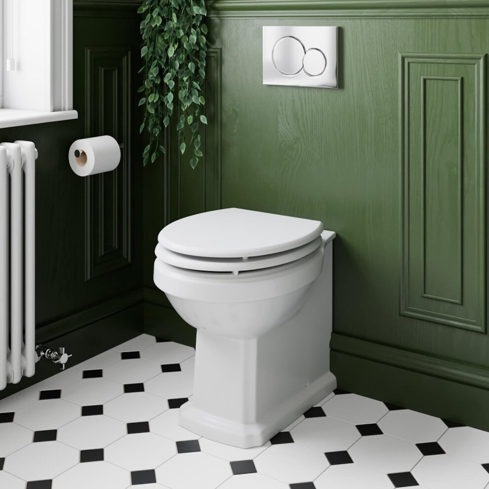 Traditional Back to Wall BTW Toilet Soft Close Seat White Gloss Bathroom - Image 2