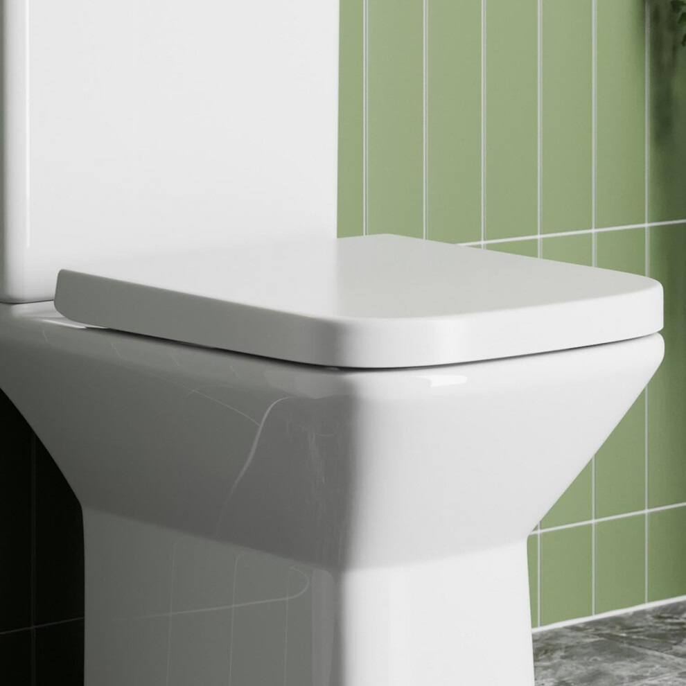 Affine Brittany Soft Close Square Toilet Seat - Top Fix White