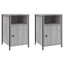 (grey sonoma, 2 pcs) vidaXL Bedside Cabinets Bedside Table Side Table 2 pcs Black Engineered Wood