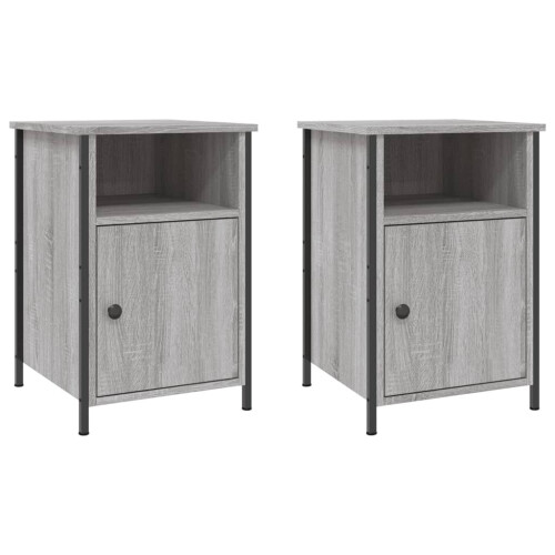 VidaXL (grey sonoma, 2 pcs) vidaXL Bedside Cabinets Bedside Table Side Table 2 pcs Black Engineered Wood 1