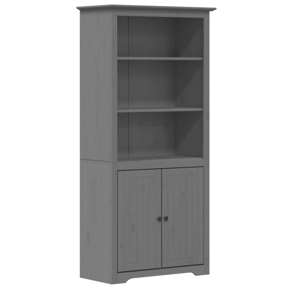 (grey) vidaXL Bookcase Bookshelf File Cabinet Sideboard BODO White Solid Wood Pine