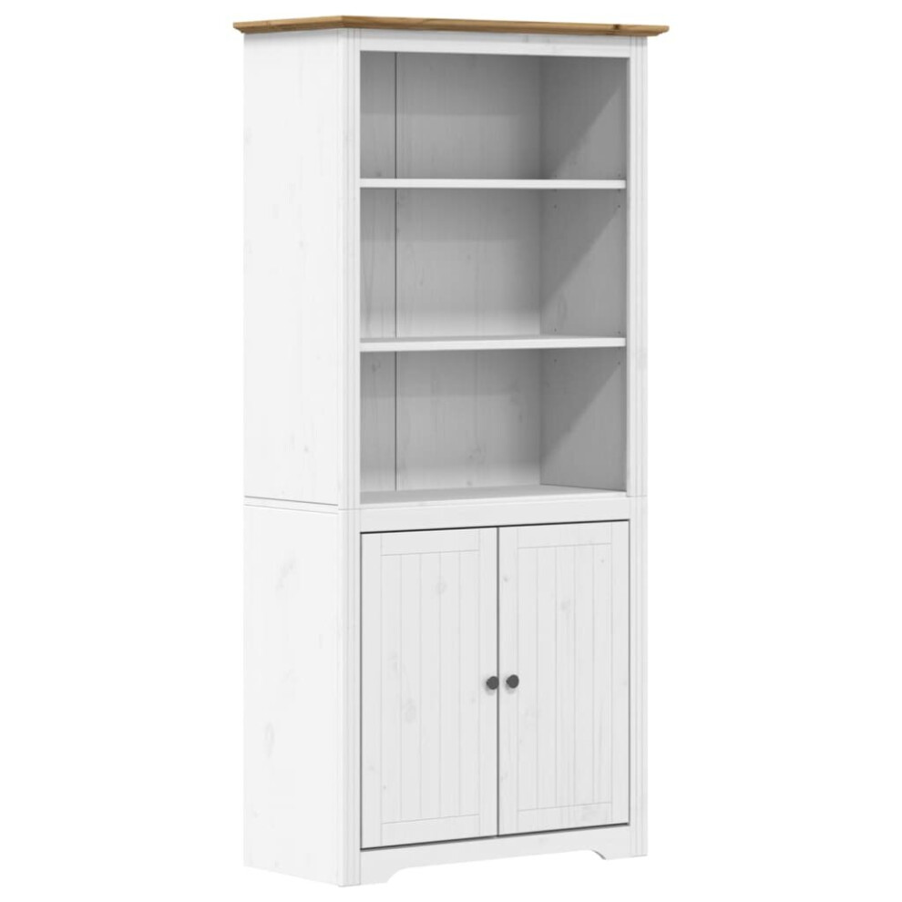 (brown) vidaXL Bookcase Bookshelf File Cabinet Sideboard BODO White Solid Wood Pine