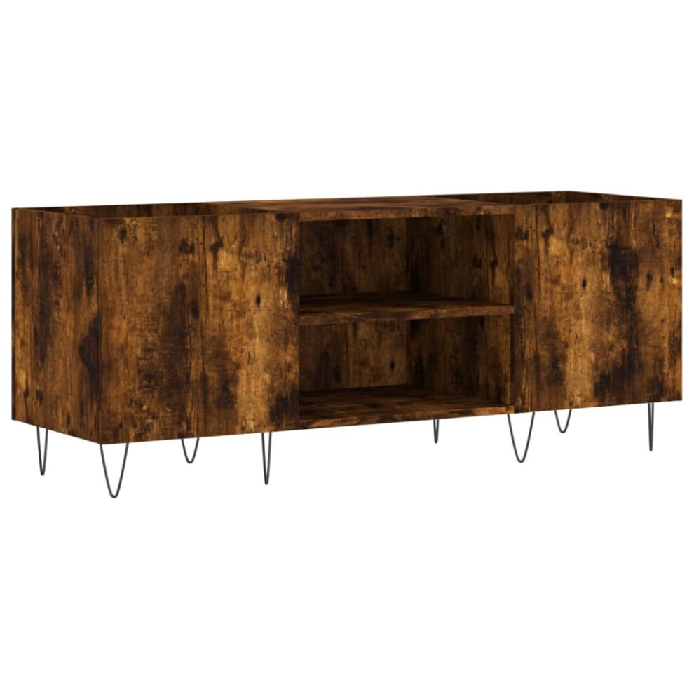 Vidaxl (Smoked Oak) Record Cabinet Record Storage Cabinet Sideboard Engineered Wood White