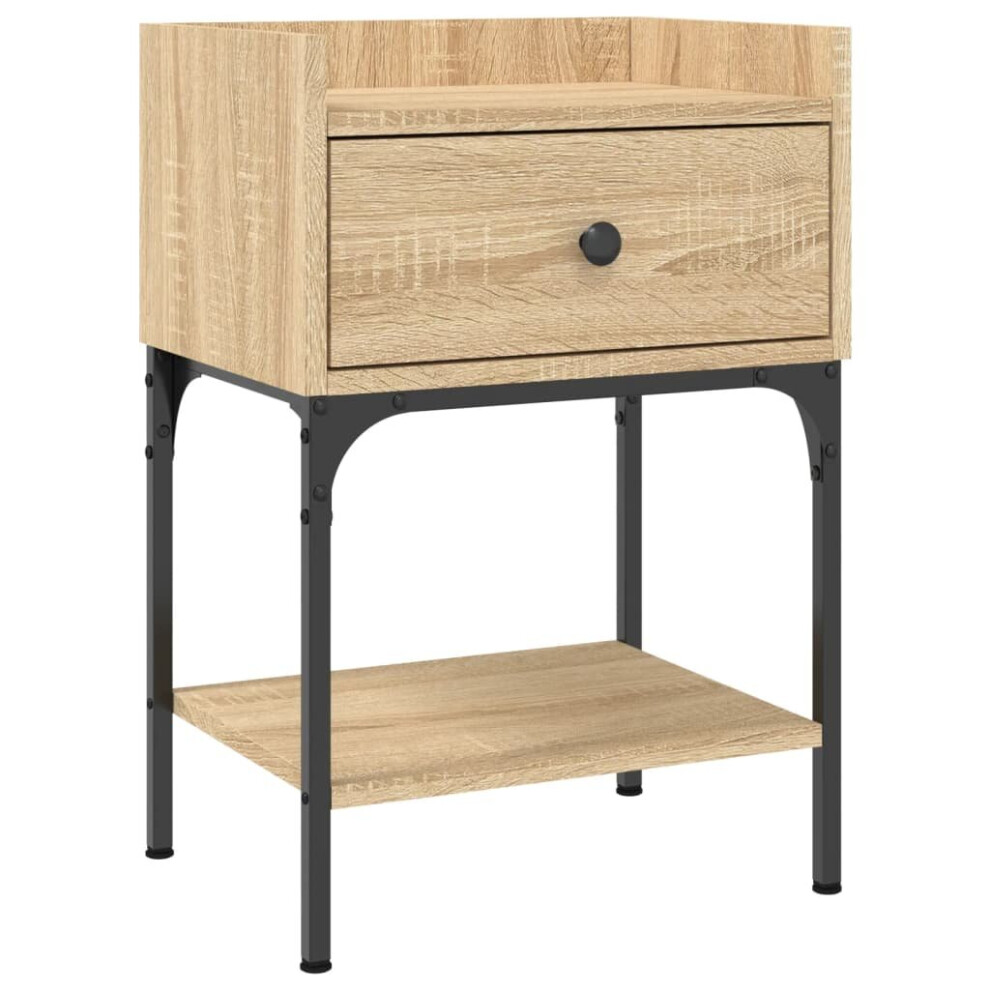 Vidaxl (Sonoma Oak, 2 Pcs) Bedside Tables Side Table Nightstand 2 Pcs Smoked Oak Engineered Wood
