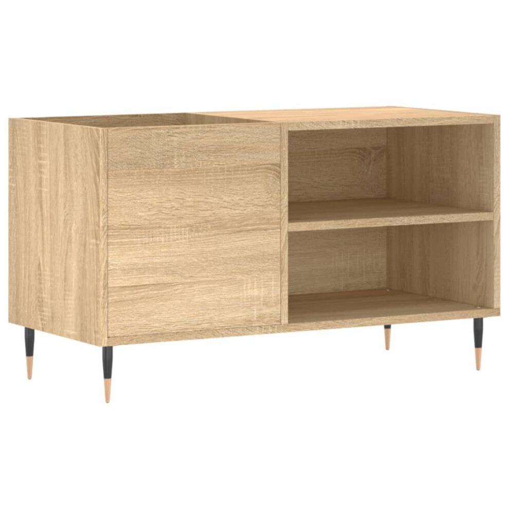 Vidaxl (Sonoma Oak) Record Cabinet Record Storage Cabinet Sideboard Engineered Wood White