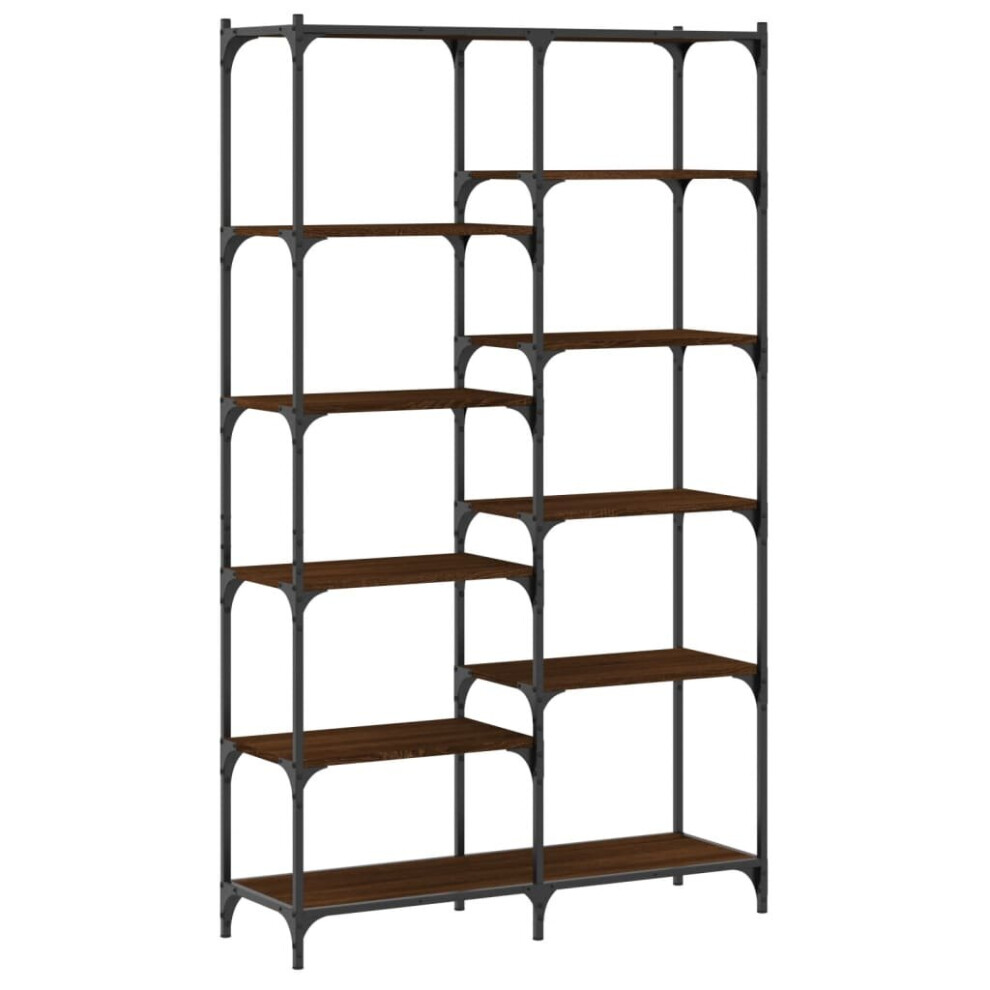 (brown oak) vidaXL Bookshelf Display Cabinet Bookcase Smoked Oak Engineered Wood and Iron