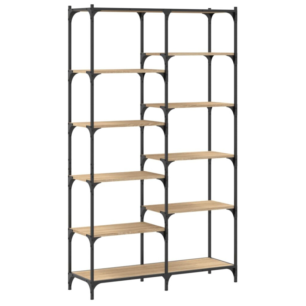 (sonoma oak) vidaXL Bookshelf Display Cabinet Bookcase Smoked Oak Engineered Wood and Iron-image-OPC-PCB5PBR-NEW