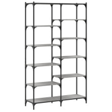 (grey sonoma) vidaXL Bookshelf Display Cabinet Bookcase Smoked Oak Engineered Wood and Iron